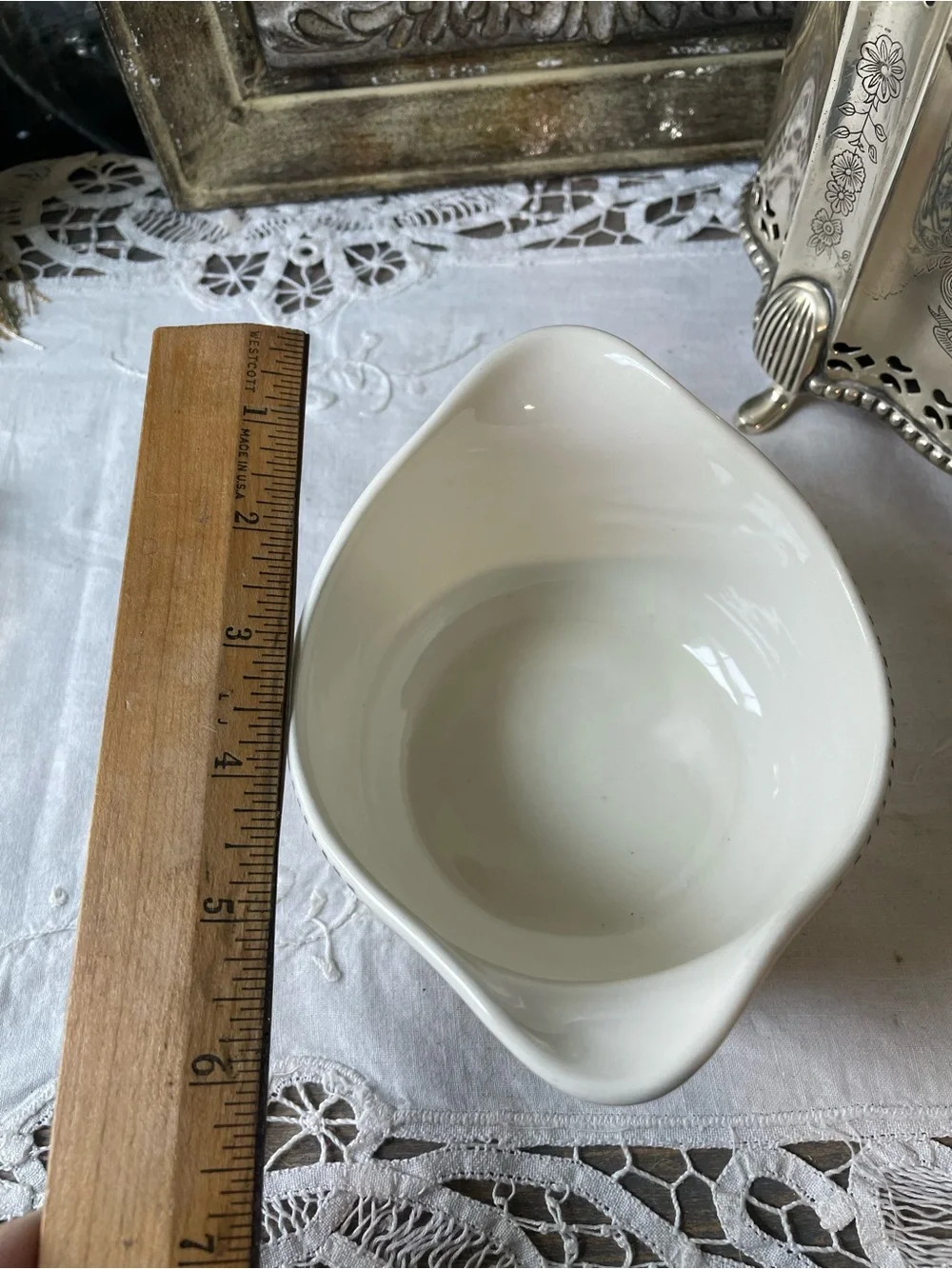 Currier & Ives sleigh ride, blue and white ceramic gravy boat vintage